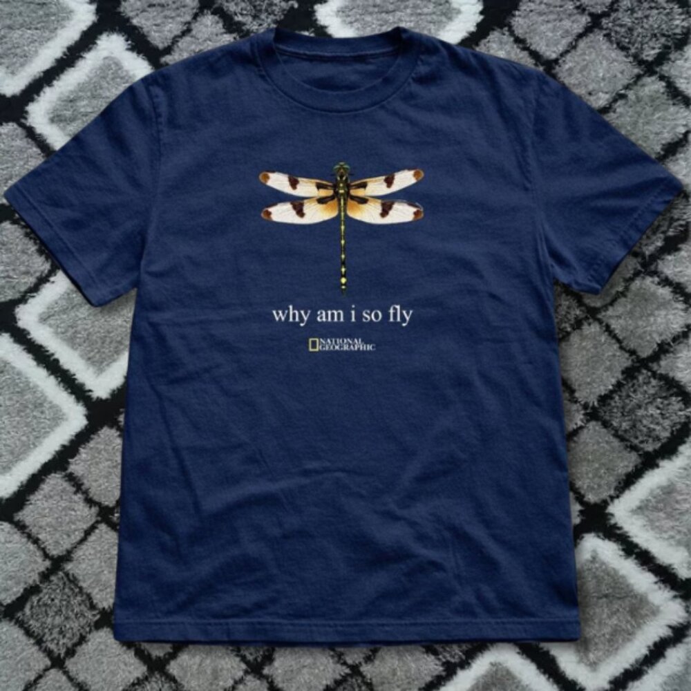 Navy - National Geographic Dragonfly “Why Am I So Fly” Nature T-Shirt Insect Tee